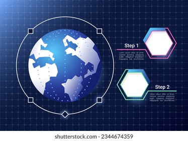Worldwide virtual network infographic chart design element set. Abstract vector symbols for infochart with blank copy spaces. Instructional graphics kit. Roboto Medium, Light fonts used