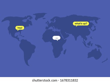 Worldwide web, remote communication, global network, distant projects, friends discussing news