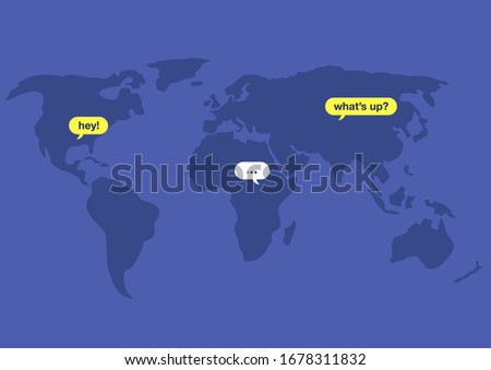Worldwide web, remote communication, global network, distant projects, friends discussing news
