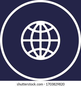 Worldwide white colored vector line icon with dark background