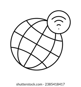 worldwide wifi connection line icon vector. worldwide wifi connection sign. isolated contour symbol black illustration