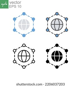 Worldwide or world earth globe for Global networking technology and social connection. Business Network. World Network icon. Vector illustration. Design on white background. EPS10