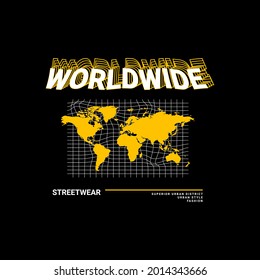 Worldwide writing design, suitable for screen printing t-shirts, clothes, jackets and others