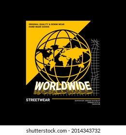 Worldwide writing design, suitable for screen printing t-shirts, clothes, jackets and others