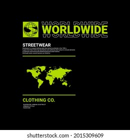 Worldwide writing design, suitable for screen printing t-shirts, clothes, jackets and others