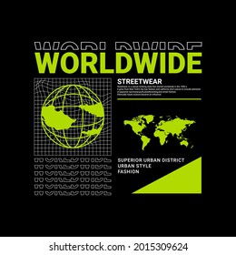 Worldwide writing design, suitable for screen printing t-shirts, clothes, jackets and others