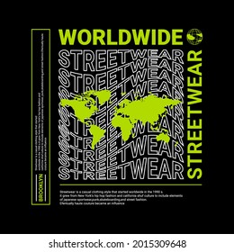 Worldwide writing design, suitable for screen printing t-shirts, clothes, jackets and others