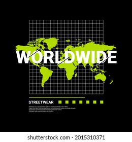 Worldwide writing design, suitable for screen printing t-shirts, clothes, jackets and others