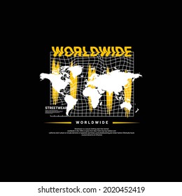 Worldwide writing design, suitable for screen printing t-shirts, clothes, jackets and others