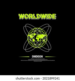 Worldwide writing design, suitable for screen printing t-shirts, clothes, jackets and others