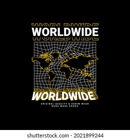 Worldwide writing design, suitable for screen printing t-shirts, clothes, jackets and others