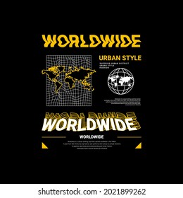 Worldwide writing design, suitable for screen printing t-shirts, clothes, jackets and others