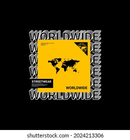Worldwide writing design, suitable for screen printing t-shirts, clothes, jackets and others