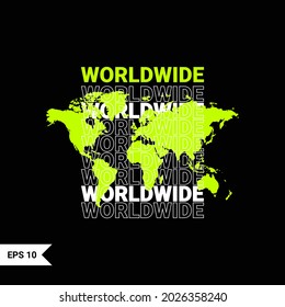 Worldwide writing design, suitable for screen printing t-shirts, clothes, jackets and others	