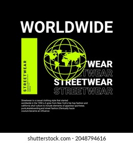 Worldwide writing design, suitable for screen printing t-shirts, clothes, jackets and others