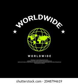 Worldwide writing design, suitable for screen printing t-shirts, clothes, jackets and others