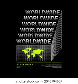 Worldwide writing design, suitable for screen printing t-shirts, clothes, jackets and others
