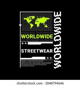 Worldwide writing design, suitable for screen printing t-shirts, clothes, jackets and others