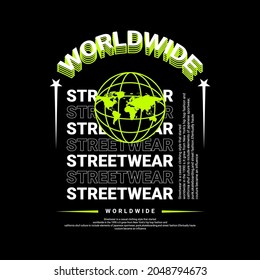 Worldwide writing design, suitable for screen printing t-shirts, clothes, jackets and others