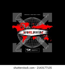 Worldwide writing design, suitable for screen printing t-shirts, clothes, jackets and others