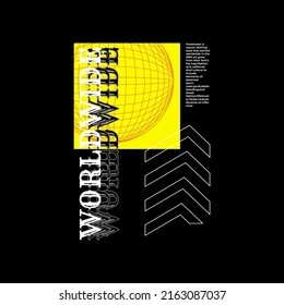 Worldwide writing design, suitable for screen printing t-shirts, clothes, jackets and others