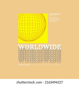 Worldwide writing design, suitable for screen printing t-shirts, clothes, jackets and others