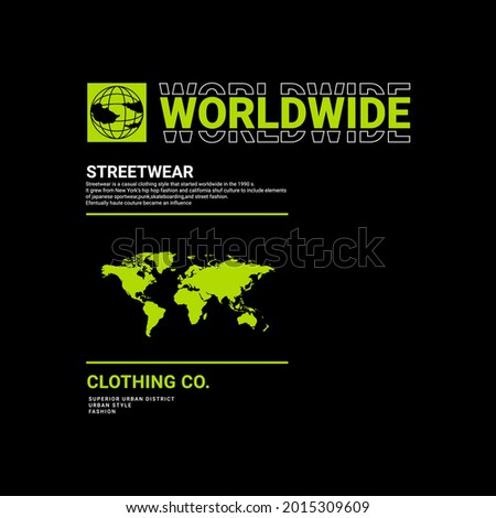 Worldwide writing design, suitable for screen printing t-shirts, clothes, jackets and others