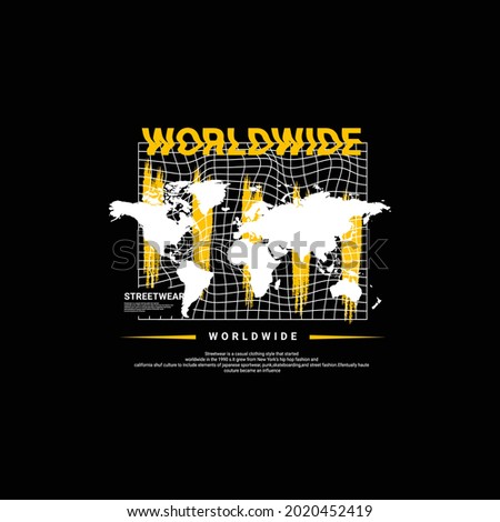 Worldwide writing design, suitable for screen printing t-shirts, clothes, jackets and others