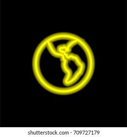 Worldwide yellow glowing neon ui ux icon. Glowing sign logo vector