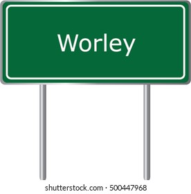 Worley , Idaho , road sign green vector illustration. USA city