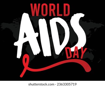 Worlf aids day with world map background design vector illustration