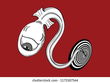  worm alien Graphic Design. Vector worm alien . Cartoon worm alien.Vintage