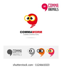 Worm animal concept icon set and modern brand identity logo template and app symbol based on comma sign