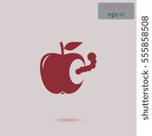 Worm in apple, vector icon