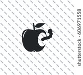 Worm in apple, vector icon