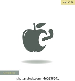 Worm in apple, vector icon