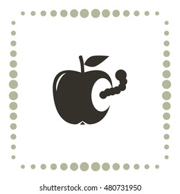 Worm in apple, vector icon