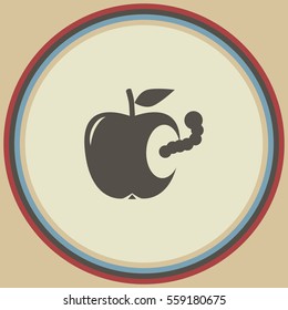 Worm in apple, vector icon