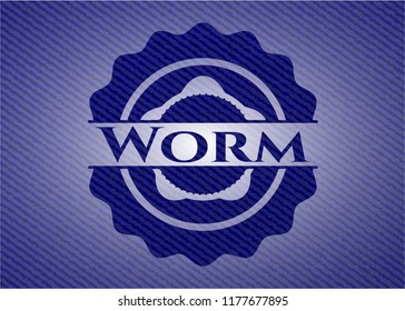 Worm badge with denim texture