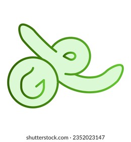 Icono plano de cebo de gusano. Los íconos verdes de los peces son de diseño. Diseño de estilo de degradado de gusano y gancho, diseñado para web y app. Eps 10