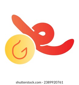 Worm bait flat icon. Fish lure color icons in trendy flat style. Worm and hook gradient style design, designed for web and app. Eps 10