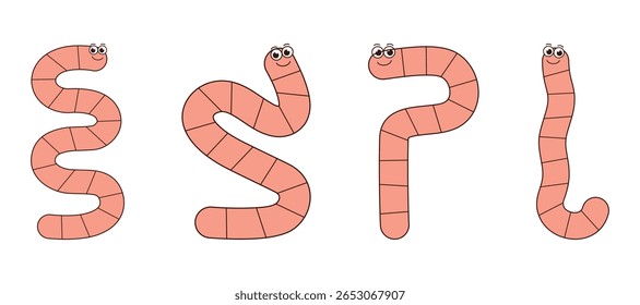 Worm Board Game Path Illustration, Worksheet, Printable for Kids