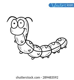 worm cartoon, insect icon. vector illustration.