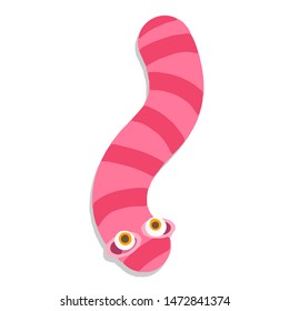 Worm.  Cartoon monster in flat style. Horror to decorate the holiday. Vector isolated