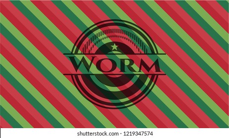 Worm christmas emblem background.