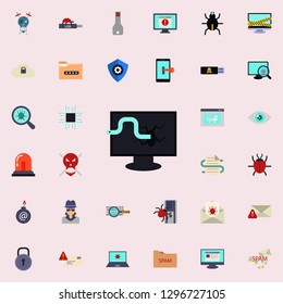 the worm in the computer icon. Virus Antivirus icons universal set for web and mobile