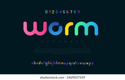 Worm creative geometric modern urban alphabet font. Digital abstract futuristic, fashion, sport, minimal technology typography. Simple numeric vector illustration