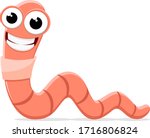 Worm creeps and smiles on a white background. Character