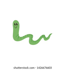 worm cute cartoon icon vector on a white background