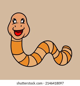 Worm Cute Illustration Suitable Sticker Design Stock Vector (Royalty ...